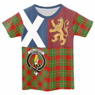 Callander Crest Tartan Kid T-shirt with Lion Rampant Saltire Style