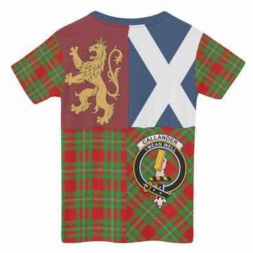 Callander Crest Tartan Kid T-shirt with Lion Rampant Saltire Style