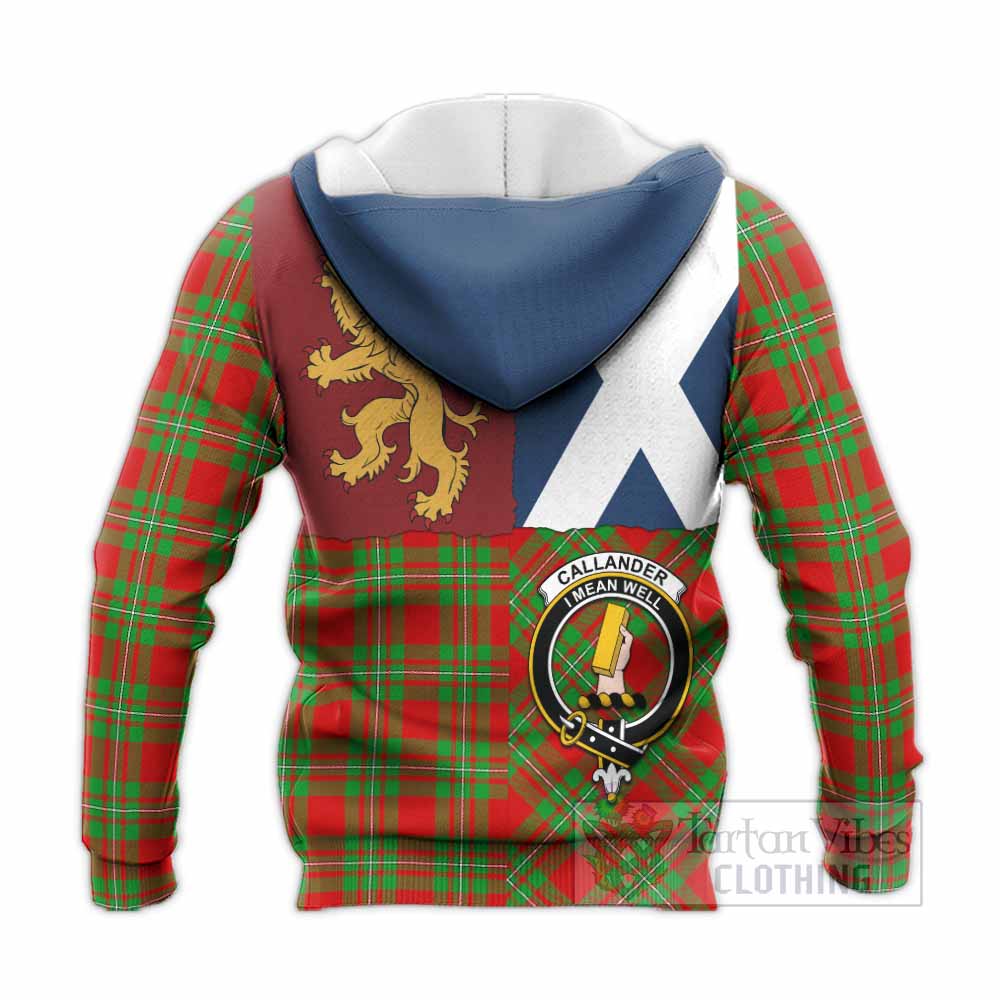 Callander Crest Tartan Knitted Hoodie with Lion Rampant Saltire Style