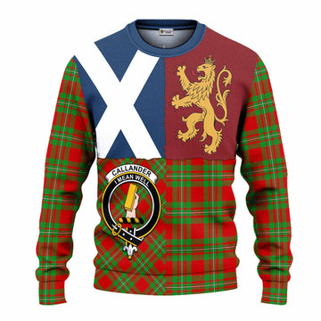 Callander Crest Tartan Knitted Sweater with Lion Rampant Saltire Style