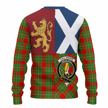 Callander Crest Tartan Knitted Sweater with Lion Rampant Saltire Style