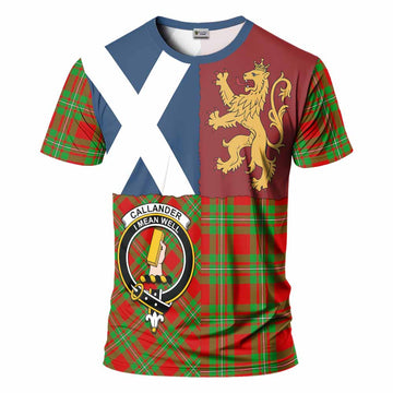 Callander Crest Tartan T-Shirt with Lion Rampant Saltire Style