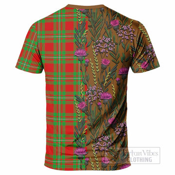 Callander Family Crest Tartan T-Shirt Scottish Thistle Flower Pattern Half Style