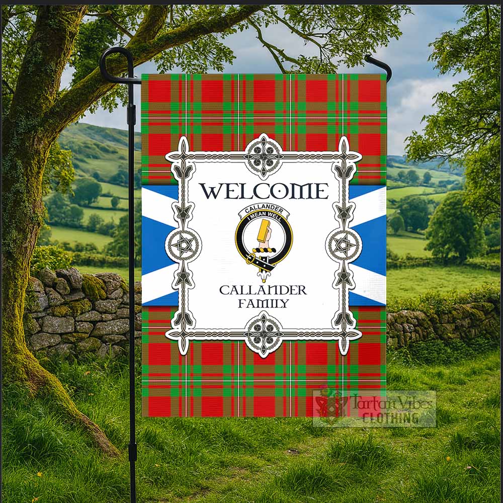 Callander Family Crest Tartan Welcome Garden Flag Saltire Harmony Style - Tartan Vibes Clothing