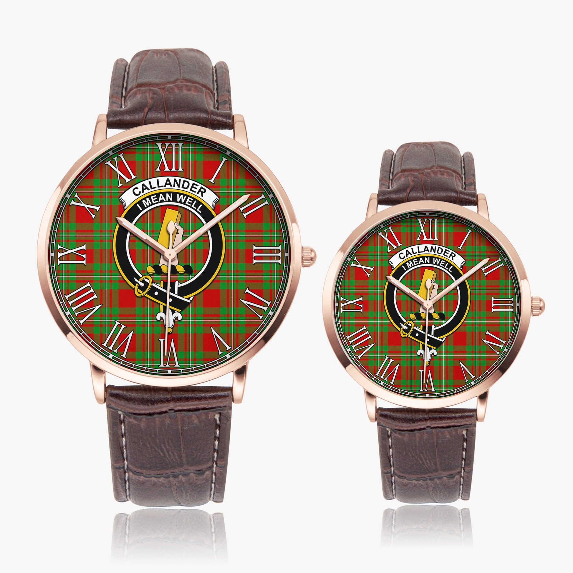 Callander Tartan Family Crest Leather Strap Quartz Watch - Tartan Vibes Clothing