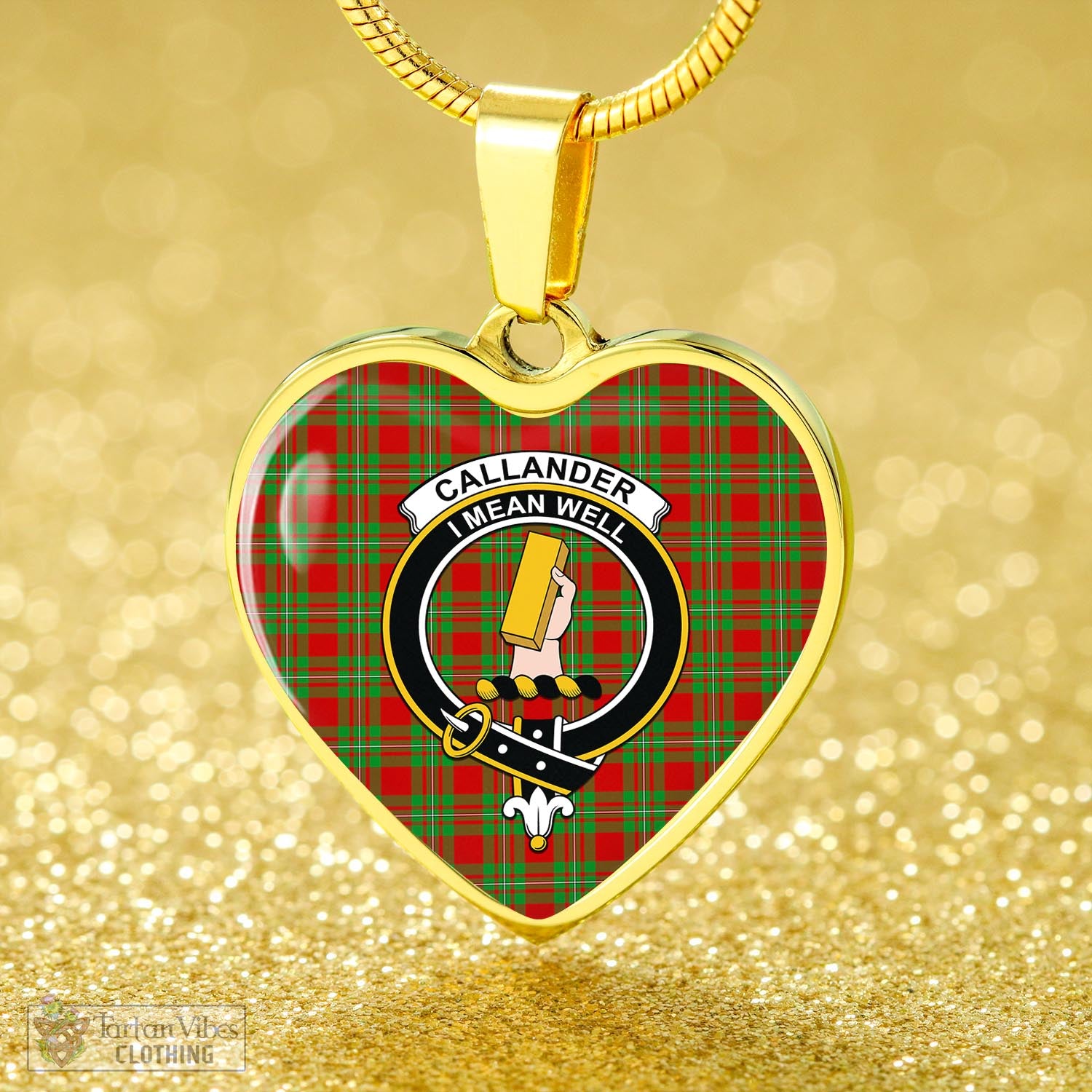 Callander Tartan Heart Necklace with Family Crest - Tartan Vibes Clothing