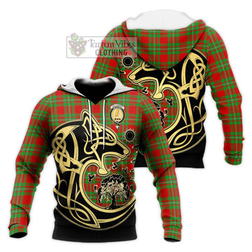 Callander Tartan Knitted Hoodie with Family Crest Celtic Wolf Style Unisex Knitted Pullover Hoodie - Tartan Vibes Clothing