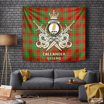 Callander Tartan Tapestry with Clan Crest and the Golden Sword of Courageous Legacy Tapestry - Tartan Vibes Clothing