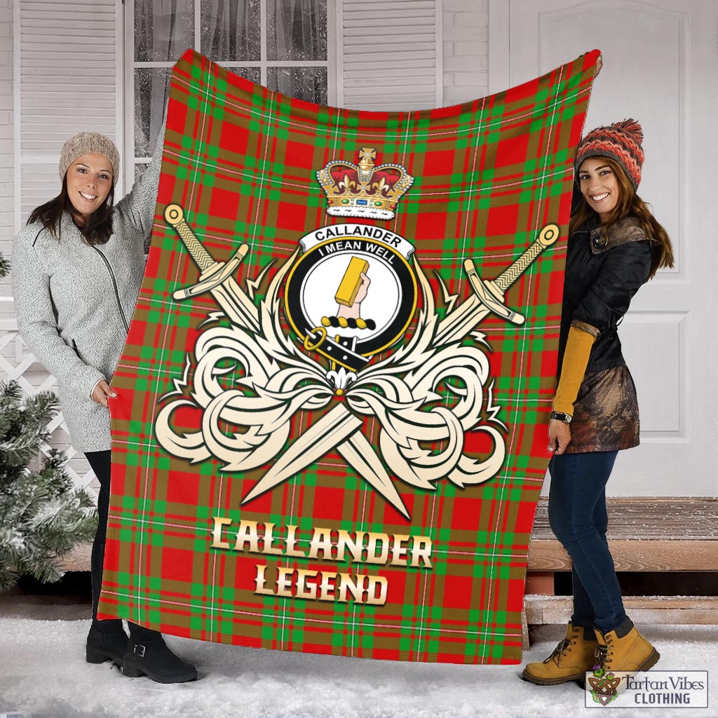 Callander Tartan Blanket with Clan Crest and the Golden Sword of Courageous Legacy X-Large 59 x 79 inches 150 x 200 cm - Tartan Vibes Clothing