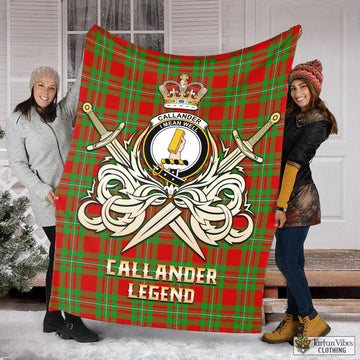 Callander Modern Tartan Blanket with Clan Crest and the Golden Sword of Courageous Legacy