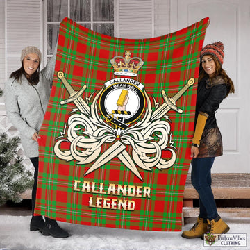 Callander Tartan Blanket with Clan Crest and the Golden Sword of Courageous Legacy X-Large 59 x 79 inches 150 x 200 cm - Tartan Vibes Clothing