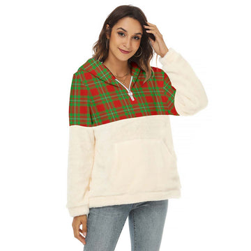 Callander Tartan Half Style Women's Borg Fleece Hoodie with Half Zip Female - Tartan Vibes Clothing