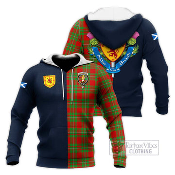 Callander Tartan Knitted Hoodie Alba with Scottish Lion Royal Arm Half Style Unisex Knitted Pullover Hoodie - Tartan Vibes Clothing