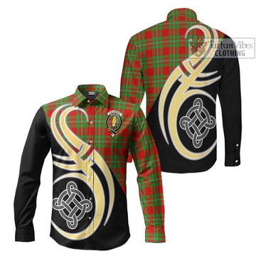 Callander Tartan Long Sleeve Button Shirt with Family Crest and Celtic Symbol Style Men's Shirt S - Tartan Vibes Clothing
