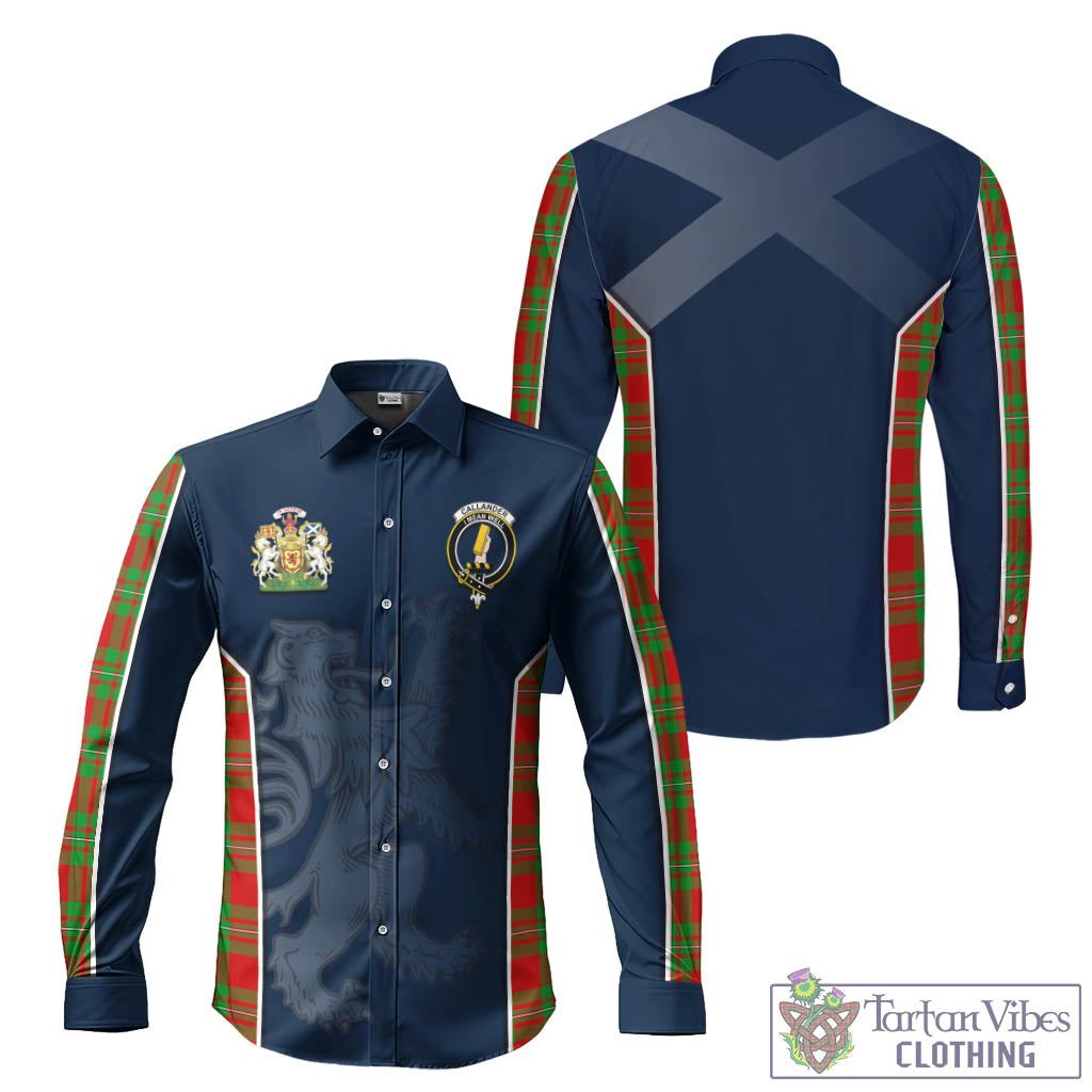 Tartan Vibes Clothing Callander Modern Tartan Long Sleeve Button Up Shirt with Family Crest and Lion Rampant Vibes Sport Style