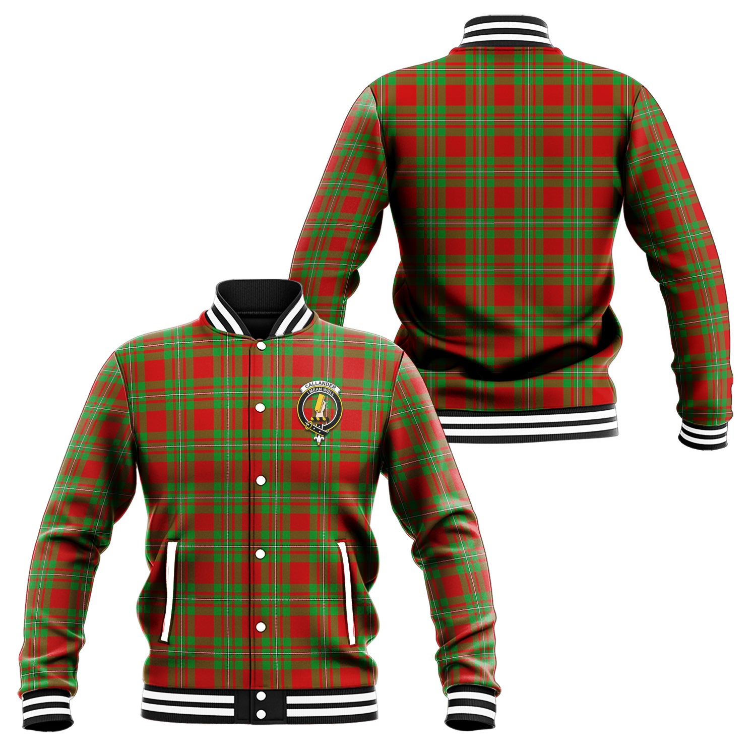 Callander Tartan Baseball Jacket with Family Crest Unisex - Tartan Vibes Clothing