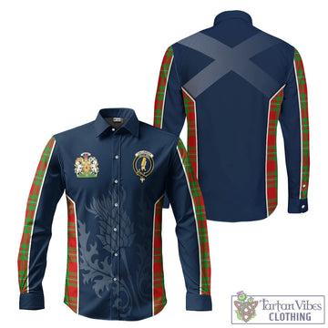 Callander Modern Tartan Long Sleeve Button Up Shirt with Family Crest and Scottish Thistle Vibes Sport Style