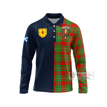 Callander Tartan Long Sleeve Polo Shirt Alba with Scottish Lion Royal Arm Half Style Unisex - Tartan Vibes Clothing