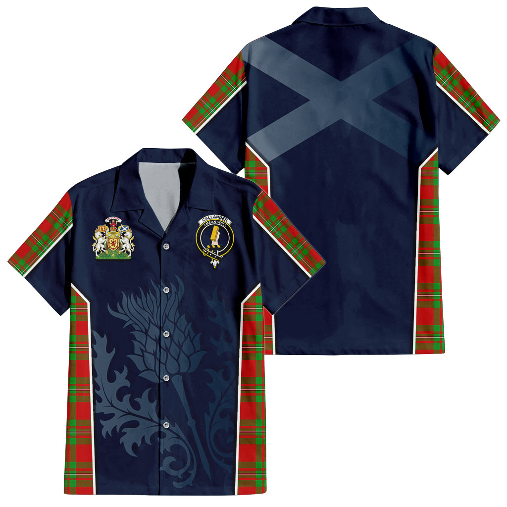 Callander Tartan Hawaiian Shirt with Family Crest and Scottish Thistle Vibes Sport Style Kid - Tartan Vibes Clothing