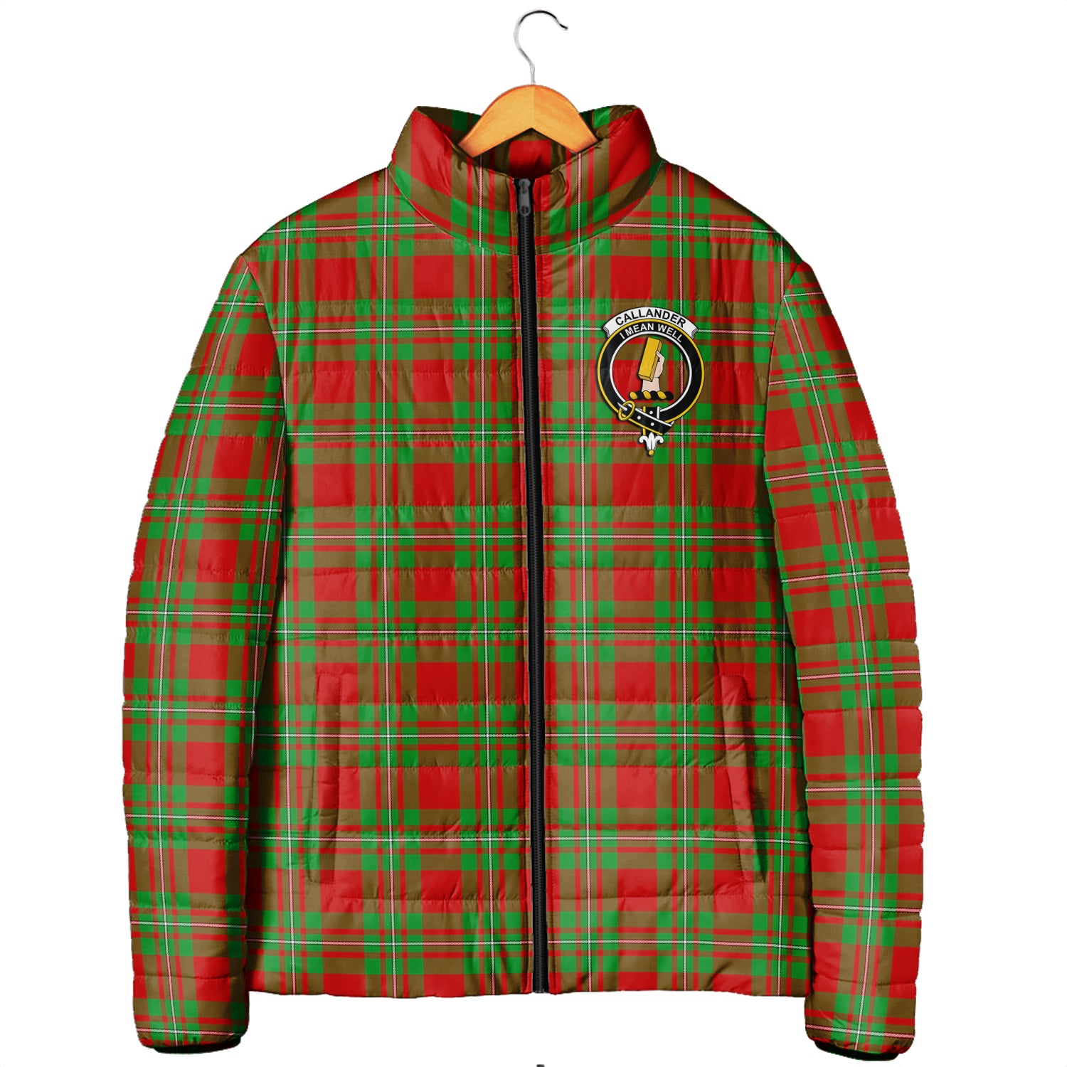 Callander Tartan Padded Jacket with Family Crest Men's Padded Jacket - Tartan Vibes Clothing