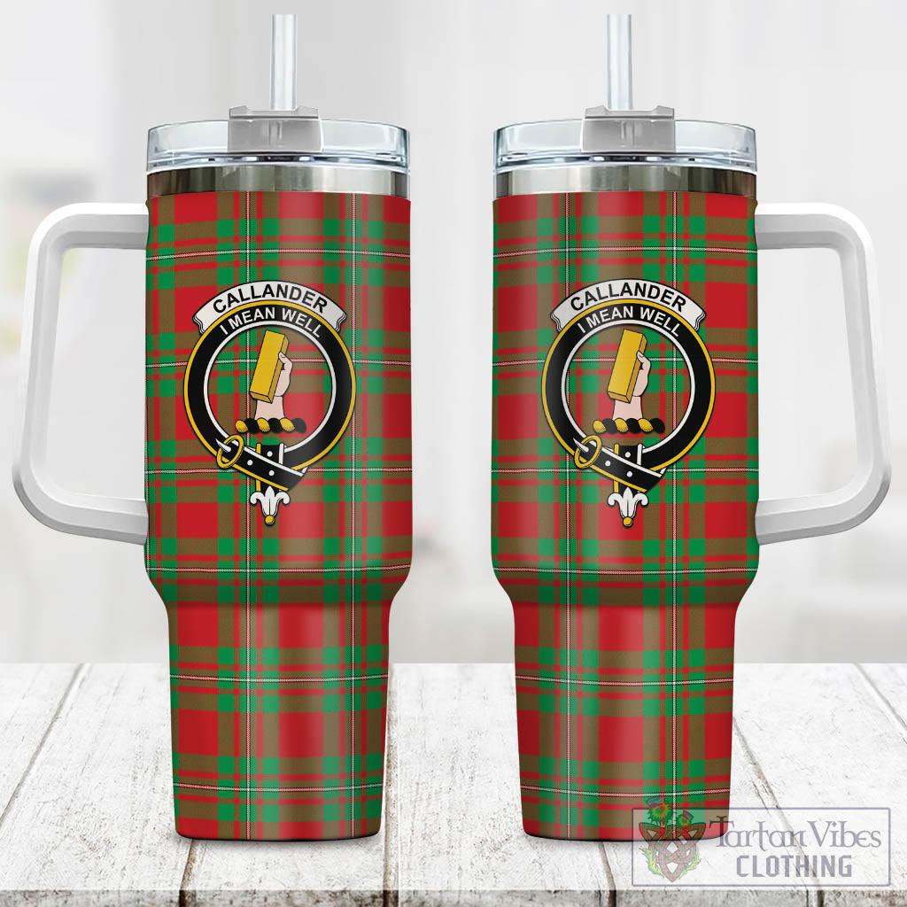 Callander Tartan Tumbler with Handle with Family Crest One Size 40 OZ - Tartan Vibes Clothing