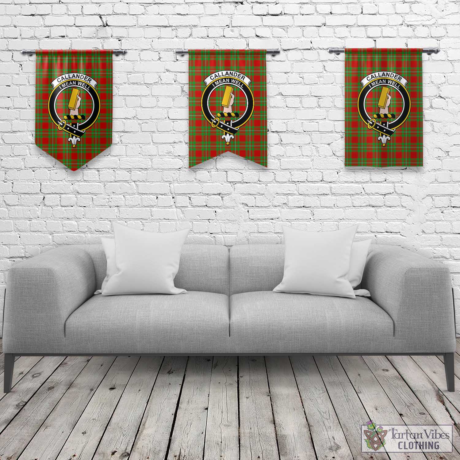 Callander Tartan Gonfalon, Tartan Banner with Family Crest Rectangle - Tartan Vibes Clothing