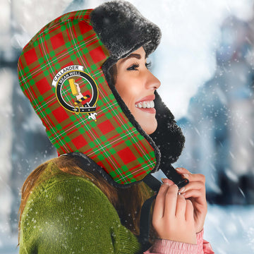 Callander Tartan Winter Trapper Hat with Family Crest