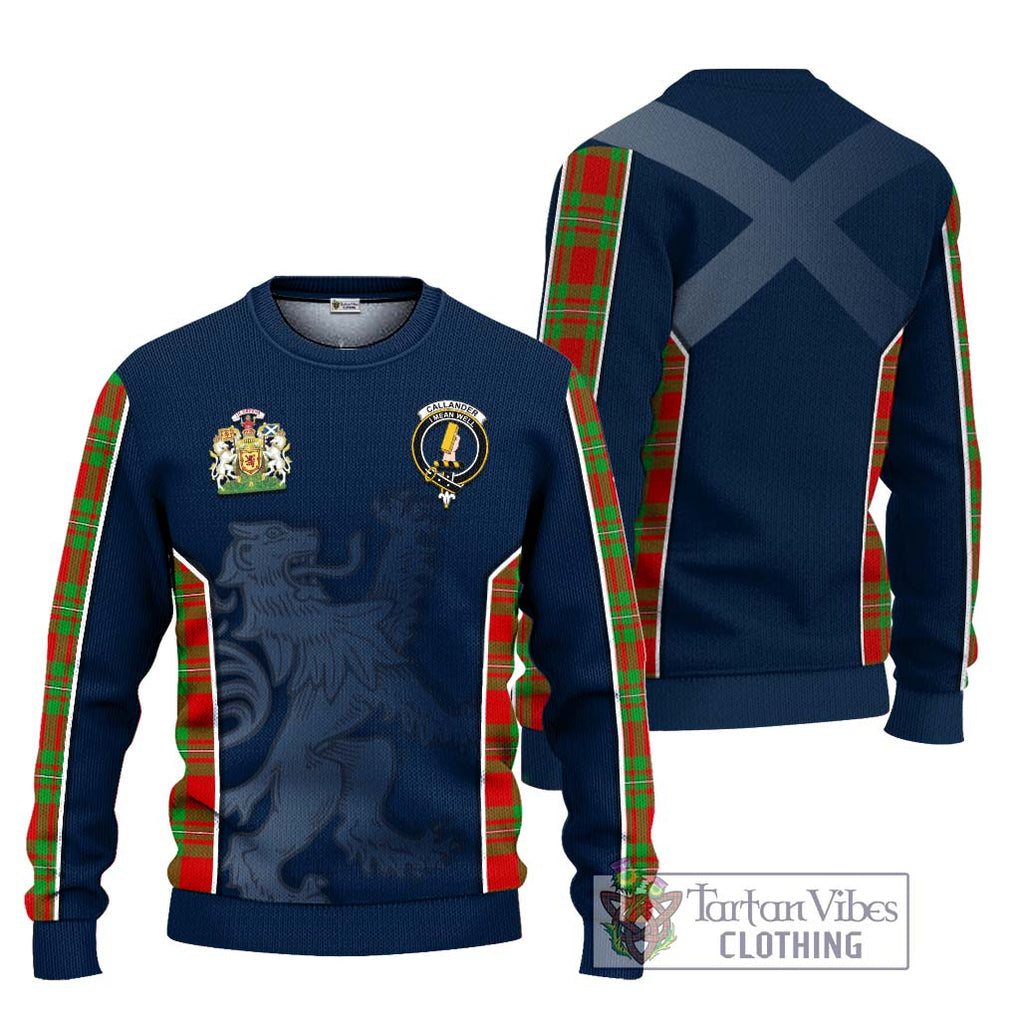 Callander Tartan Knitted Sweater with Family Crest and Lion Rampant Vibes Sport Style Unisex - Tartan Vibes Clothing