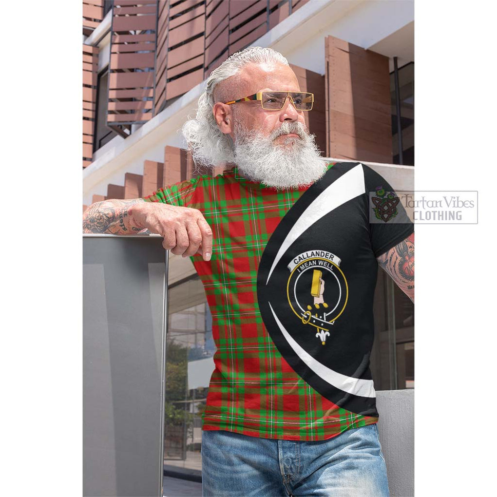 Callander Tartan Cotton T-shirt with Family Crest Circle Style Men's Shirt - Tartan Vibes Clothing