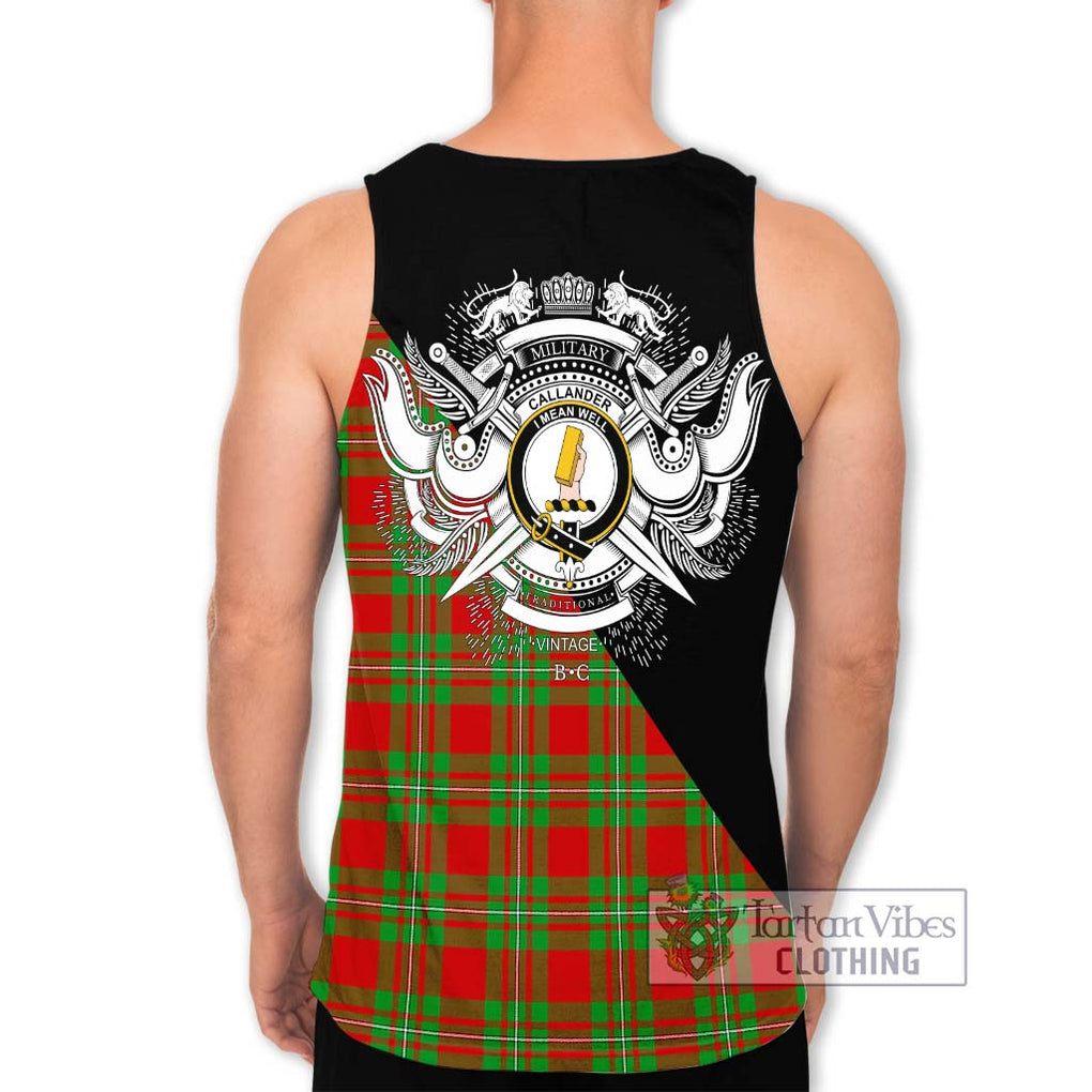 Callander Tartan Men's Tank Top with Family Crest and Military Logo Style - Tartan Vibes Clothing