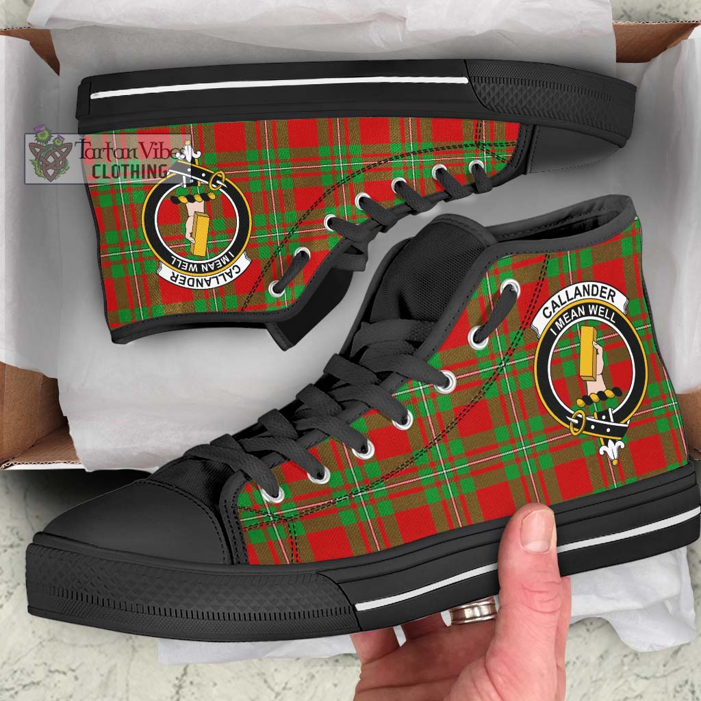 Callander Tartan High Top Shoes with Family Crest - Tartan Vibes Clothing
