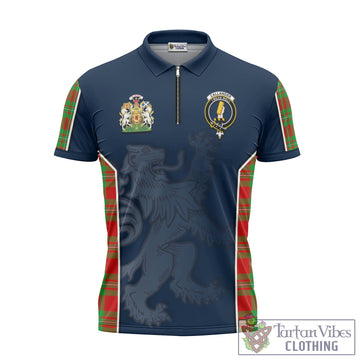Callander Modern Tartan Zipper Polo Shirt with Family Crest and Lion Rampant Vibes Sport Style