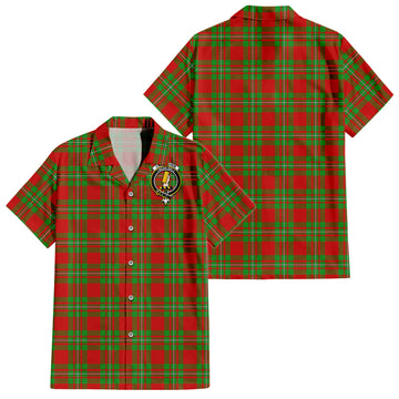 Callander Modern Tartan Short Sleeve Button Down Shirt with Family Crest