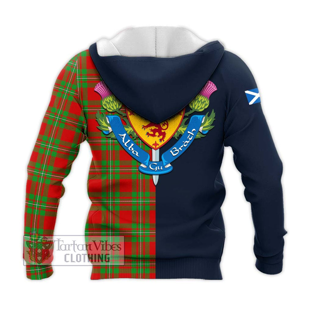 Callander Tartan Knitted Hoodie Alba with Scottish Lion Royal Arm Half Style - Tartan Vibes Clothing