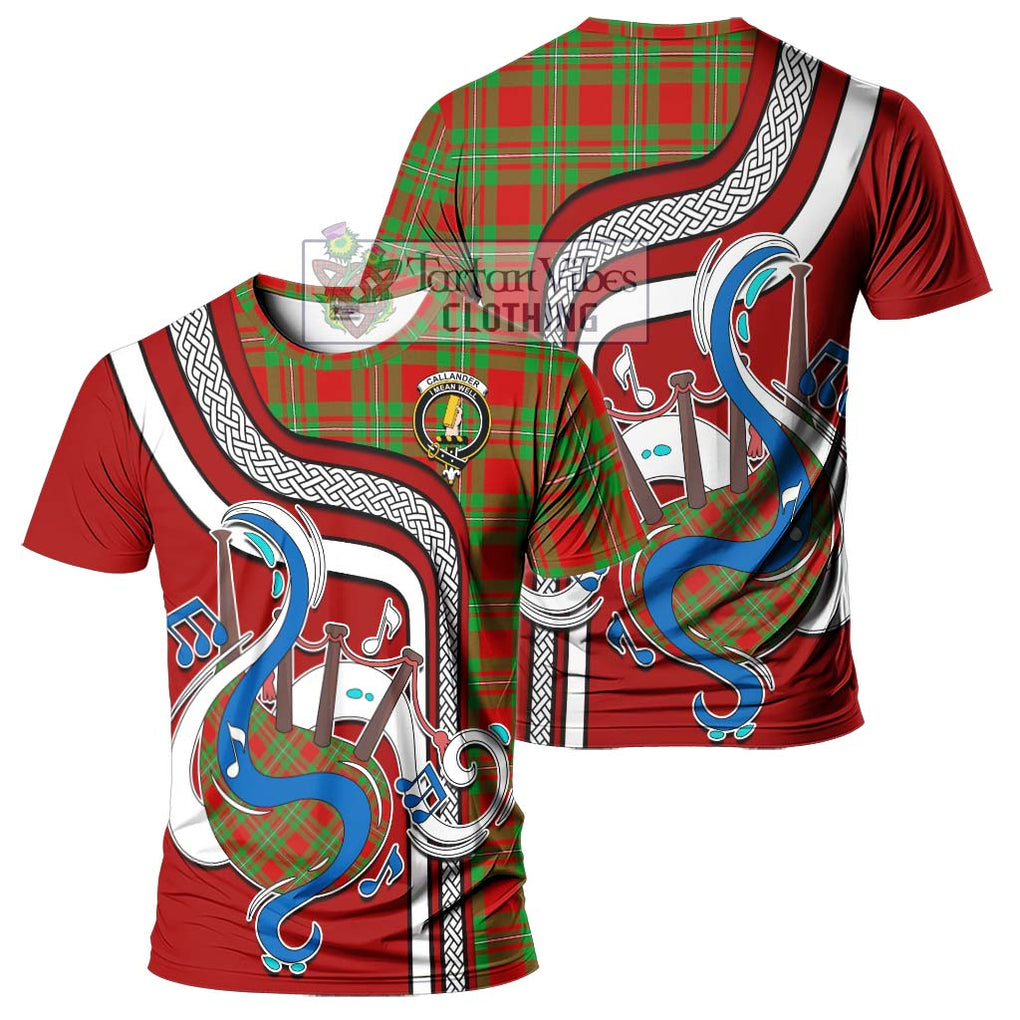 Callander Tartan T-Shirt with Epic Bagpipe Style - Tartanvibesclothing Shop