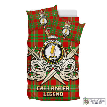 Callander Modern Tartan Bedding Set with Clan Crest and the Golden Sword of Courageous Legacy