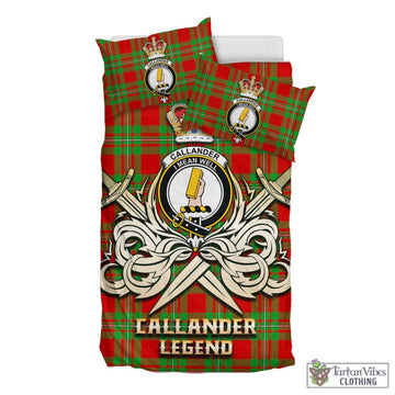 Tartan Vibes Clothing Callander Modern Tartan Bedding Set with Clan Crest and the Golden Sword of Courageous Legacy