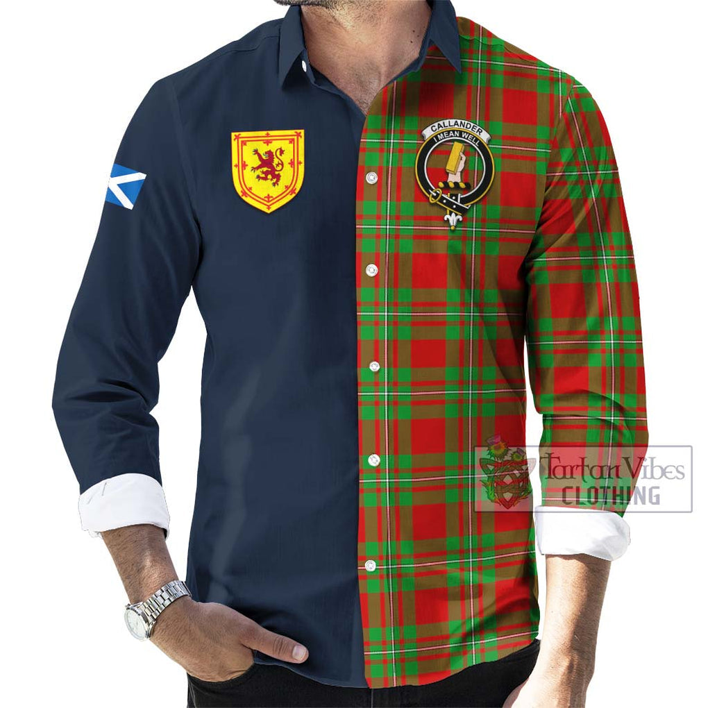 Tartan Vibes Clothing Callander Modern Tartan Long Sleeve Button Shirt with Scottish Lion Royal Arm Half Style