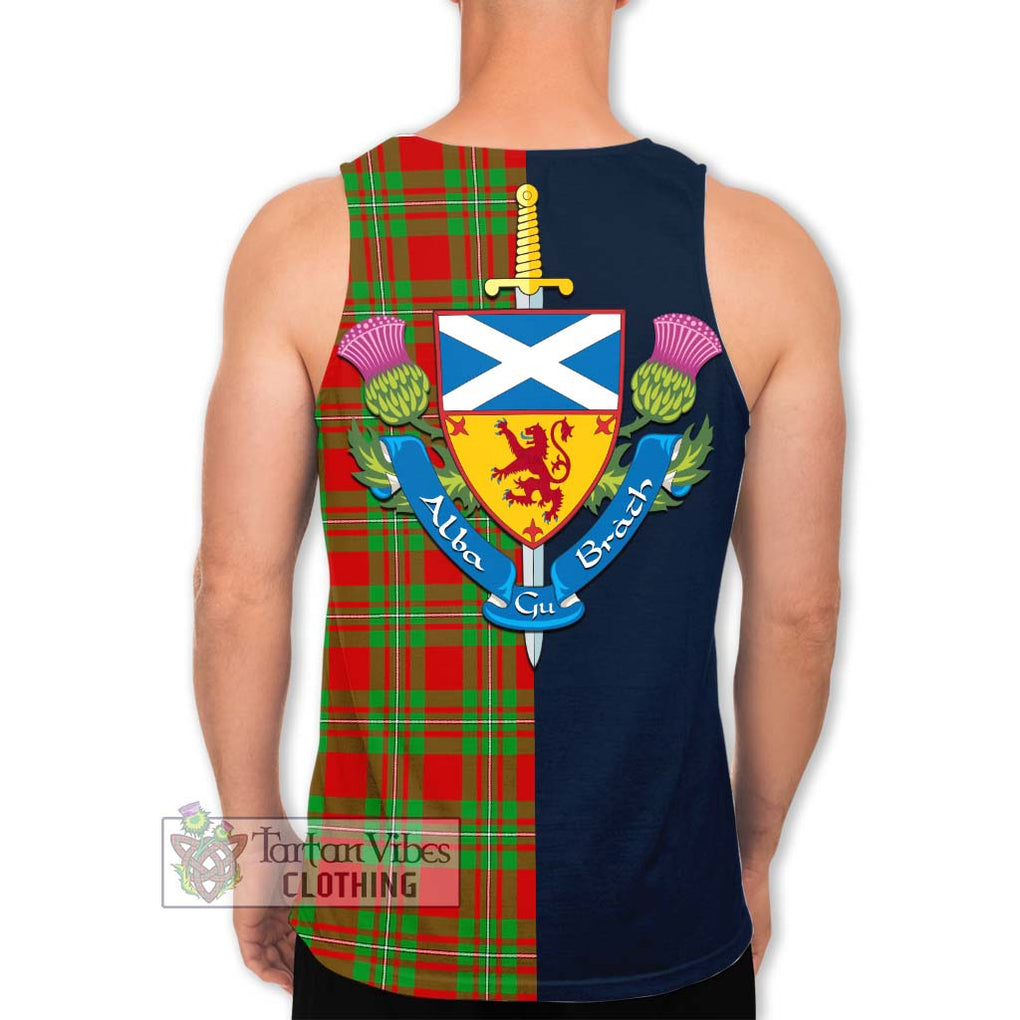 Callander Tartan Men's Tank Top Alba with Scottish Lion Royal Arm Half Style - Tartan Vibes Clothing