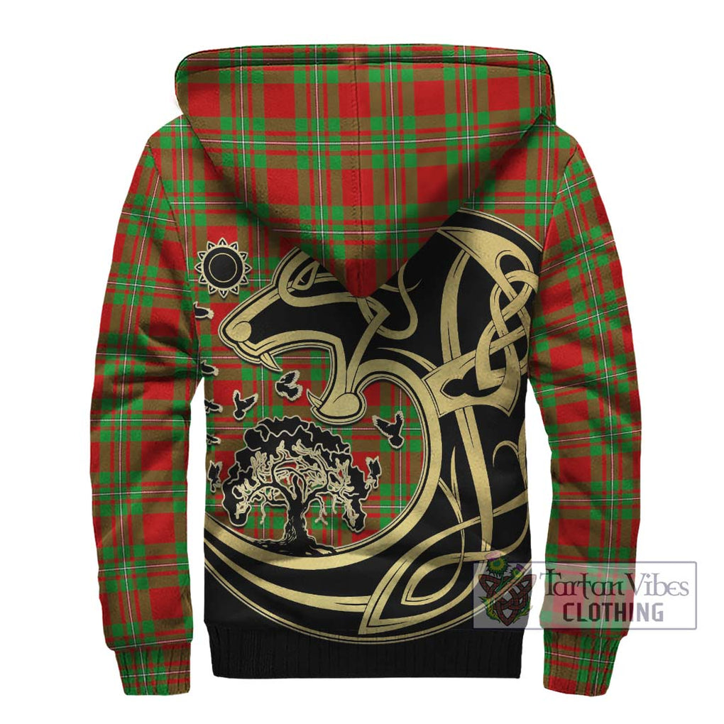 Callander Tartan Sherpa Hoodie with Family Crest Celtic Wolf Style - Tartan Vibes Clothing