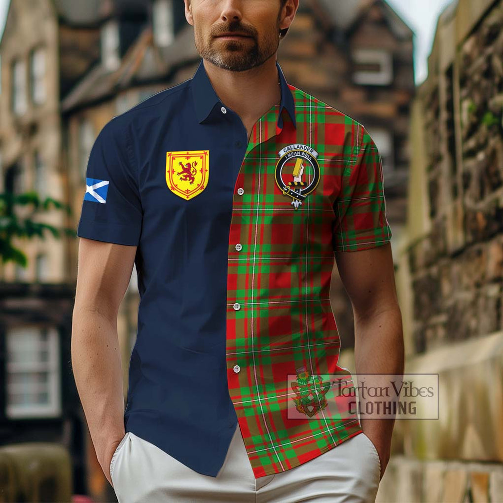 Callander Tartan Hawaiian Shirt Alba with Scottish Lion Royal Arm Half Style - Tartan Vibes Clothing