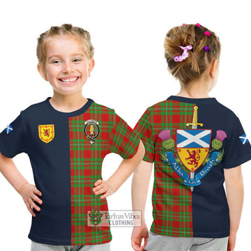 Callander Tartan Kid T-Shirt Alba with Scottish Lion Royal Arm Half Style - Tartan Vibes Clothing