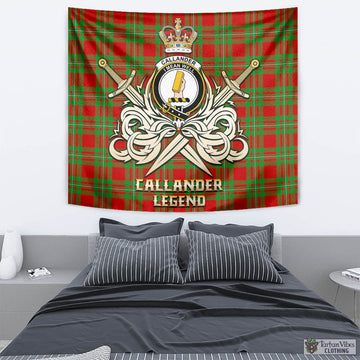 Callander Tartan Tapestry with Clan Crest and the Golden Sword of Courageous Legacy - Tartan Vibes Clothing
