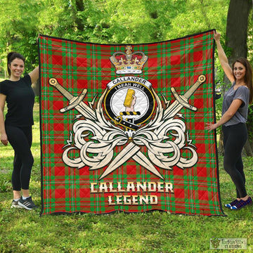 Callander Tartan Quilt with Clan Crest and the Golden Sword of Courageous Legacy - Tartan Vibes Clothing