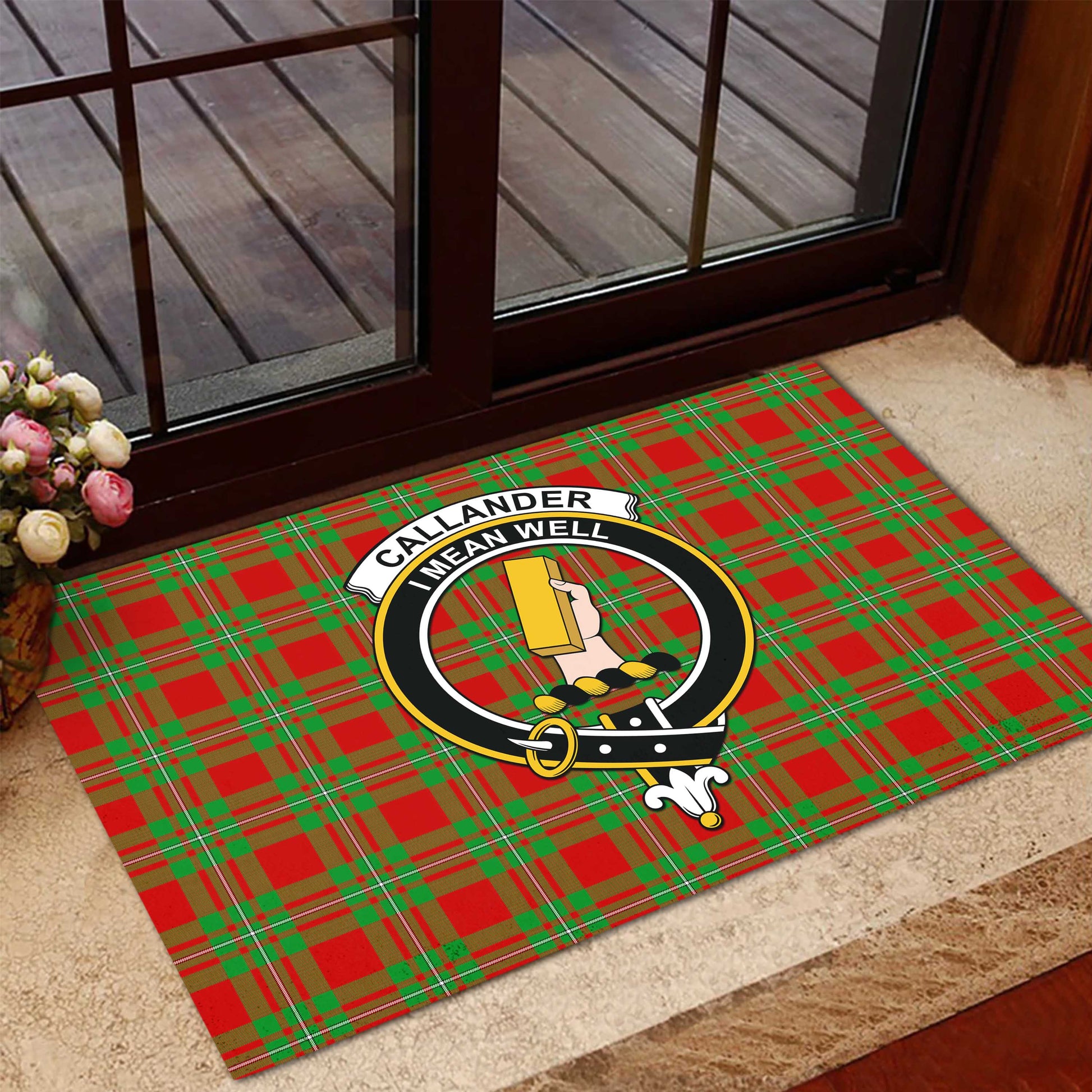 Callander Tartan Rubber Doormat with Family Crest - Tartan Vibes Clothing