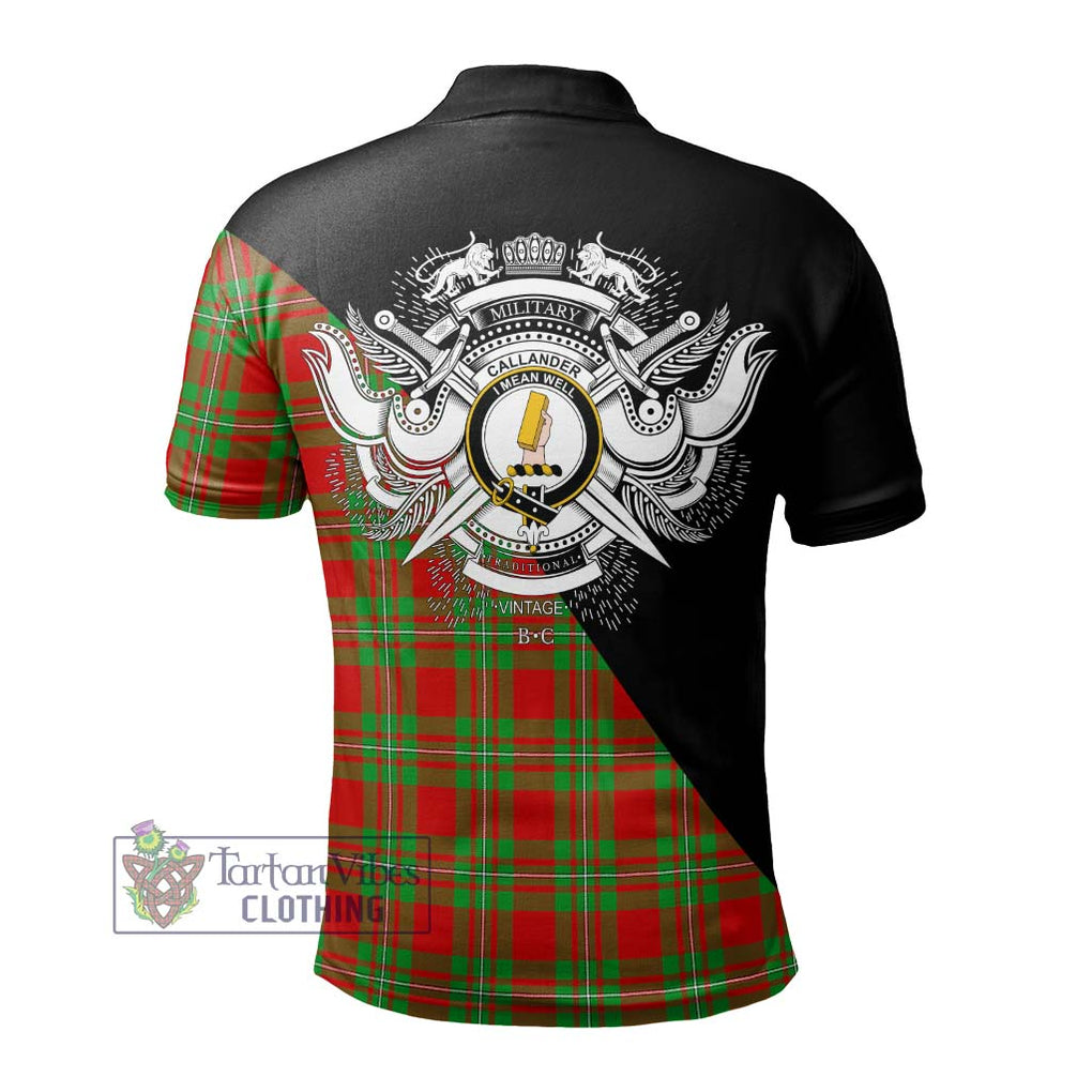 Callander Tartan Polo Shirt with Family Crest and Military Logo Style - Tartan Vibes Clothing