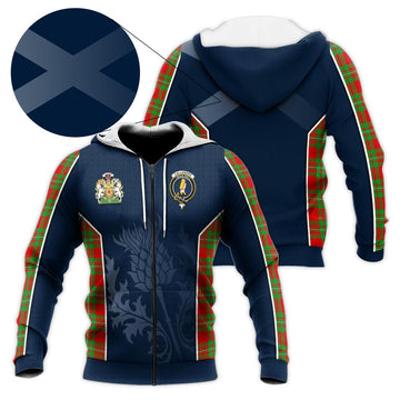 Tartan Vibes Clothing Callander Modern Tartan Knitted Hoodie with Family Crest and Scottish Thistle Vibes Sport Style