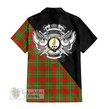 Callander Tartan Hawaiian Shirt with Family Crest and Military Logo Style - Tartan Vibes Clothing