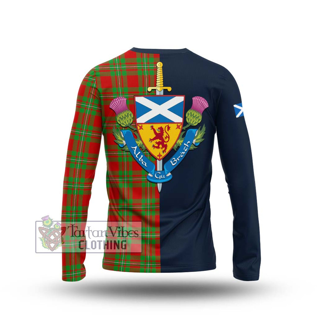 Callander Tartan Long Sleeve T-Shirt Alba with Scottish Lion Royal Arm Half Style - Tartan Vibes Clothing