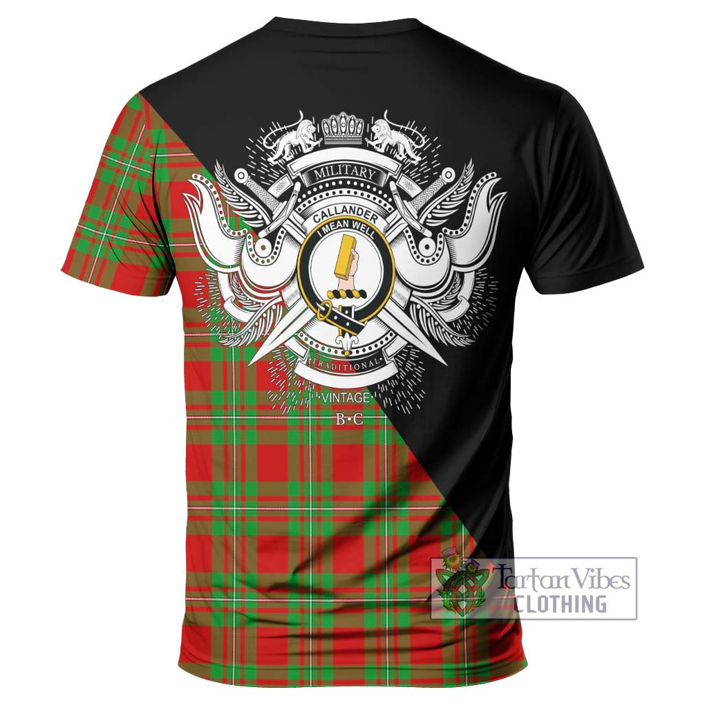 Callander Tartan T-Shirt with Family Crest and Military Logo Style - Tartanvibesclothing Shop